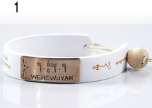 Carica l'immagine nel visualizzatore di Gallery, 01) WEHEWUYAH - 21 a 26 Marzo, bracciale caucciù piastrina bronzo