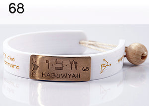 68) HABUWYAH - 1° Marzo cuspide, bracciale caucciù piastrina bronzo